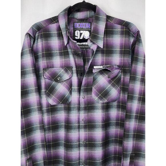 Dixxon Flannel Shirt Mens Medium Purple Plaid LS Ballistic 97 BJ Baldwin Punk - Picture 3 of 15
